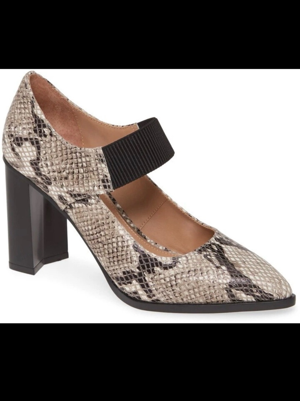 🆕 Linea Paolo Sanae2 Snake Print Mary Jane Block Heels - 8
